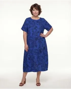 Leinenkleid mit Blumen in  royalblau von Puro Lino (Bild 3)