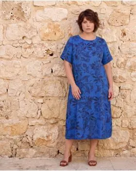 Leinenkleid mit Blumen in  royalblau von Puro Lino (Bild 5)
