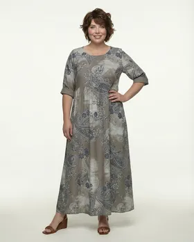 Leinenkleid mit Blumen in  taupe von Puro Lino (Bild 3)