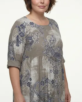 Leinenkleid mit Blumen in  taupe von Puro Lino (Bild 4)