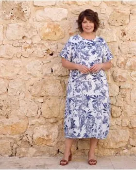 Leinenkleid mit Blumen in  wei� von Puro Lino (Bild 5)