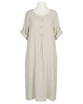 Leinenkleid mit Blumenbesatz in  beige von Puro Lino (Bild 1)