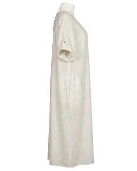 Leinenkleid mit Blumenbesatz in  beige von Puro Lino (Bild 2)