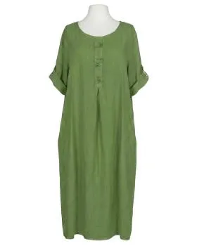 Leinenkleid mit Blumenbesatz in  kiwi von Puro Lino (Bild 1)