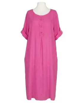 Leinenkleid mit Blumenbesatz in  pink von Puro Lino (Bild 1)