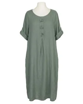 Leinenkleid mit Blumenbesatz in  salbei von Puro Lino (Bild 1)