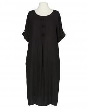 Leinenkleid mit Blumenbesatz in  schwarz von Puro Lino (Bild 1)