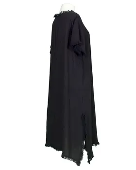 Leinenkleid mit Fransen in  schwarz von Made in Italy (Bild 2)