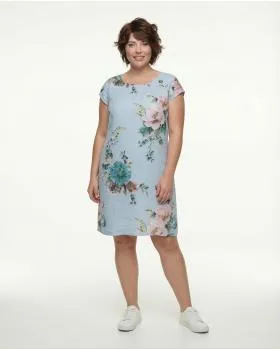 Leinenkleid mit Rosen in  hellblau von Puro Lino (Bild 3)