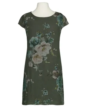 Leinenkleid mit Rosen in  khaki von Puro Lino (Bild 1)