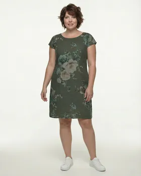 Leinenkleid mit Rosen in  khaki von Puro Lino (Bild 3)