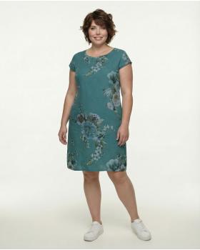 Leinenkleid mit Rosen in  petrol von Puro Lino (Bild 3)