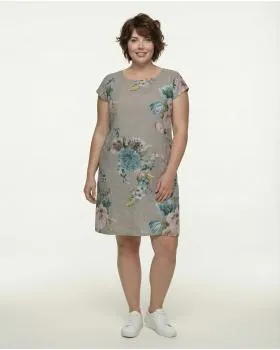Leinenkleid mit Rosen in  taupe von Puro Lino (Bild 3)