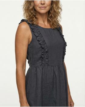 Leinenkleid mit R�schen in  anthrazit von Made in Italy (Bild 4)