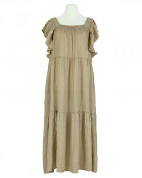 Leinenkleid mit Rschen in  camel von Made in Italy (Bild 1)