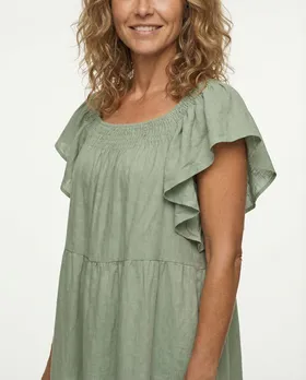 Leinenkleid mit R�schen in  khaki von Made in Italy (Bild 4)