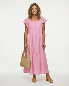 Leinenkleid mit R�schen in  rosa von Made in Italy (Bild 3)
