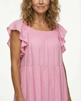 Leinenkleid mit R�schen in  rosa von Made in Italy (Bild 4)