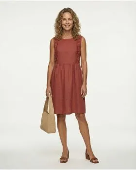 Leinenkleid mit R�schen in  rot von Made in Italy (Bild 3)