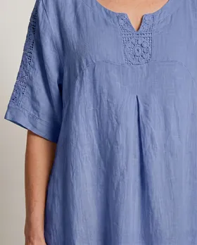 Leinenkleid mit Spitze in  blau von Puro Lino (Bild 5)
