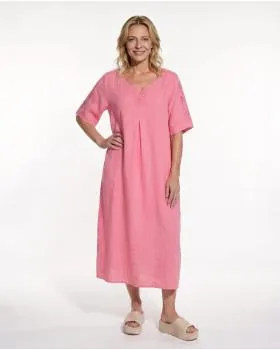 Leinenkleid mit Spitze in  koralle von Puro Lino (Bild 3)