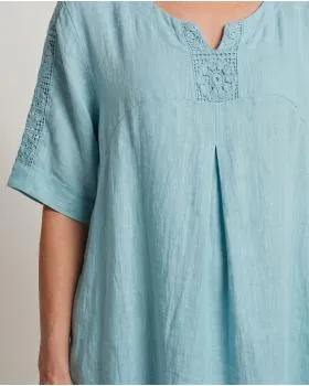Leinenkleid mit Spitze in  mint von Puro Lino (Bild 5)