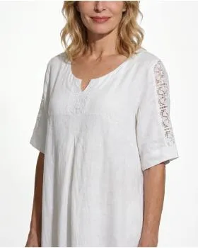 Leinenkleid mit Spitze in  wei� von Puro Lino (Bild 4)