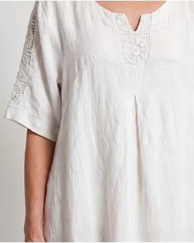 Leinenkleid mit Spitze in  wei� von Puro Lino (Bild 5)