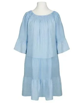 Leinenkleid mit Stickerei in  hellblau von Puro Lino (Bild 1)