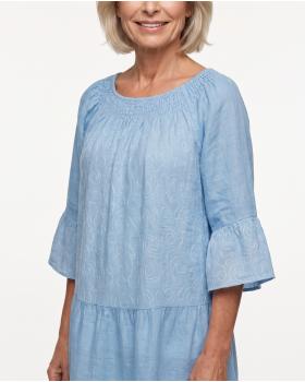 Leinenkleid mit Stickerei in  hellblau von Puro Lino (Bild 5)
