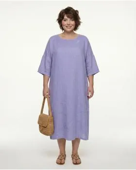 Leinenkleid mit Stickerei in  lila von Puro Lino (Bild 3)