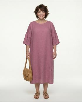 Leinenkleid mit Stickerei in  rosenholz von Puro Lino (Bild 3)