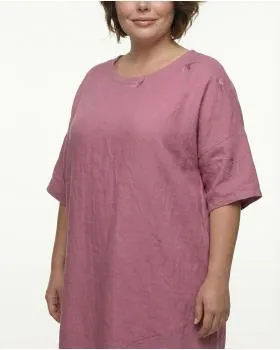 Leinenkleid mit Stickerei in  rosenholz von Puro Lino (Bild 4)