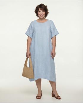 Leinenkleid mit Streifen in  hellblau von Puro Lino (Bild 3)