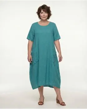 Leinenkleid mit Taschen in  aqua von Puro Lino (Bild 3)