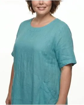 Leinenkleid mit Taschen in  aqua von Puro Lino (Bild 4)