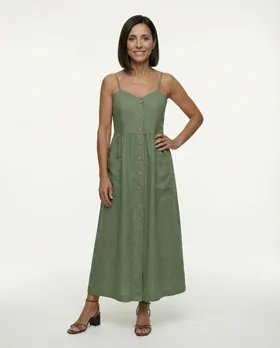 Leinenkleid mit Taschen in  khaki von Puro Lino (Bild 3)