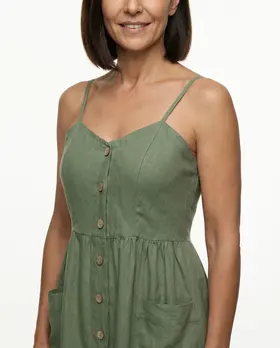 Leinenkleid mit Taschen in  khaki von Puro Lino (Bild 4)