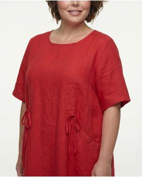 Leinenkleid mit Taschen in  rot von Puro Lino (Bild 4)