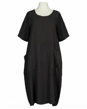 Leinenkleid mit Taschen in  schwarz von Puro Lino (Bild 1)