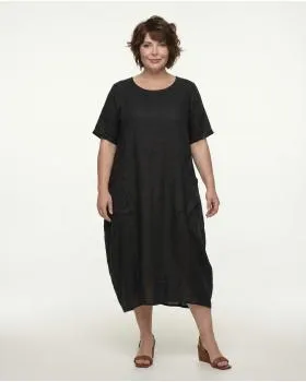 Leinenkleid mit Taschen in  schwarz von Puro Lino (Bild 3)