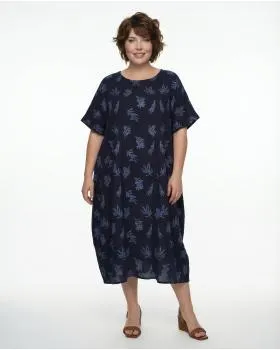 Leinenkleid Print in  blau von Puro Lino (Bild 3)
