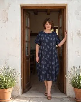 Leinenkleid Print in  blau von Puro Lino (Bild 5)