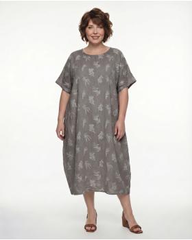 Leinenkleid Print in  braun von Puro Lino (Bild 3)