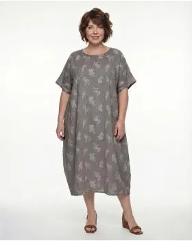Leinenkleid Print in  braun von Puro Lino (Bild 3)