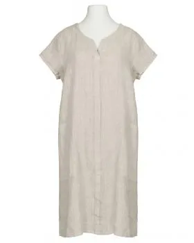 Leinenkleid Schlitzausschnitt in  beige von Puro Lino (Bild 1)