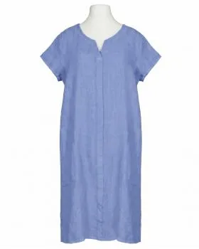 Leinenkleid Schlitzausschnitt in  blau von Puro Lino (Bild 1)