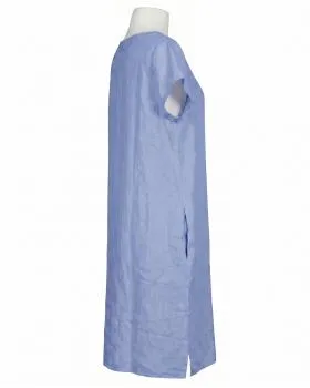 Leinenkleid Schlitzausschnitt in  blau von Puro Lino (Bild 2)