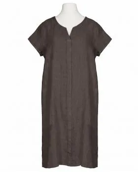 Leinenkleid Schlitzausschnitt in  braun von Puro Lino (Bild 1)