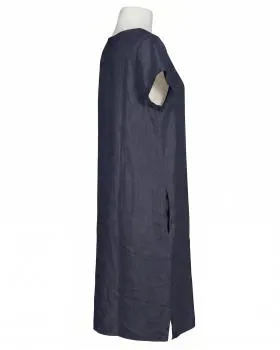 Leinenkleid Schlitzausschnitt in  dunkelblau von Puro Lino (Bild 2)